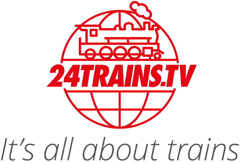 Logo van 24Trains.tv: 'It's all about trains'