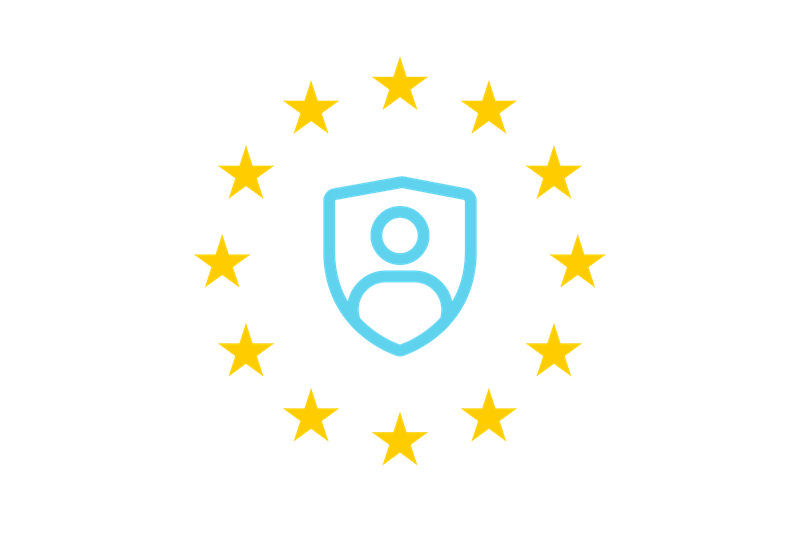 Cirkel van EU-sterren rond een schildicoon voor gegevensbescherming