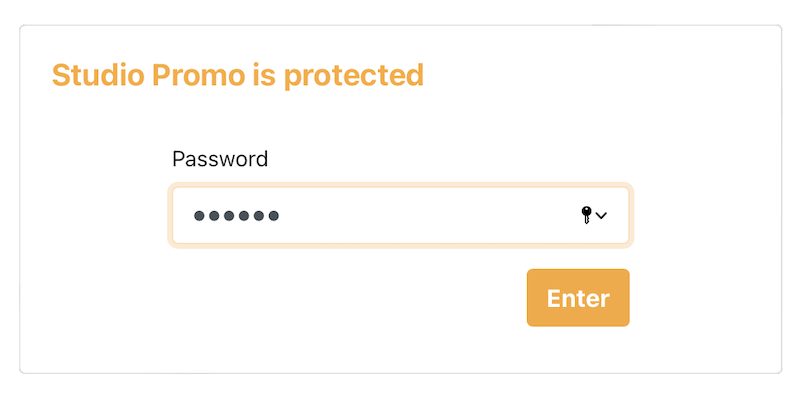 Wachtwoordprompt ‘Studio Promo is protected’ bij een met een wachtwoord beveiligde videostream