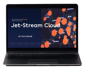Omslag van de brochure van Jet-Stream Cloud op een laptopscherm