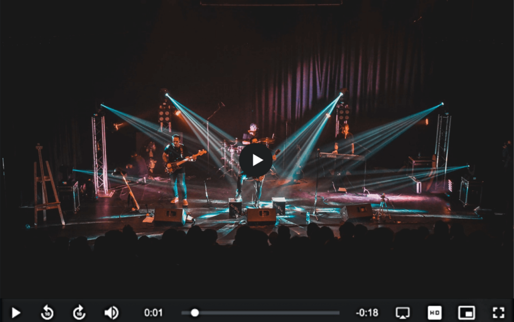 HTML5-videoplayer die een live concert streamt