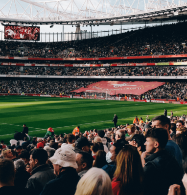 Football fans in a stadium, cover for Gen Z sports viewing habits article