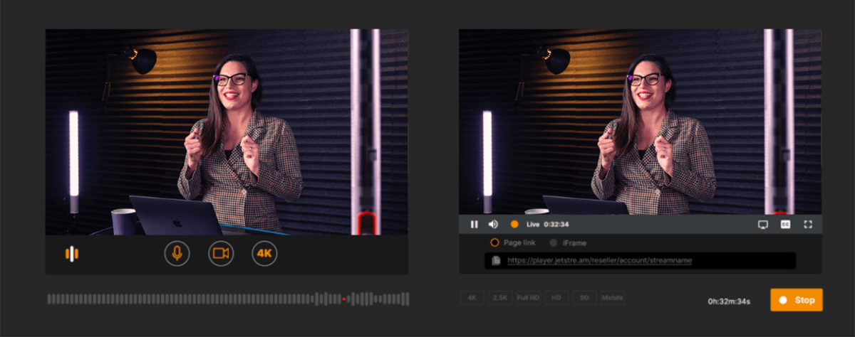 Screenshot van een live les in OnAir met een presentator, start in 2 stappen met live video voor e-learning