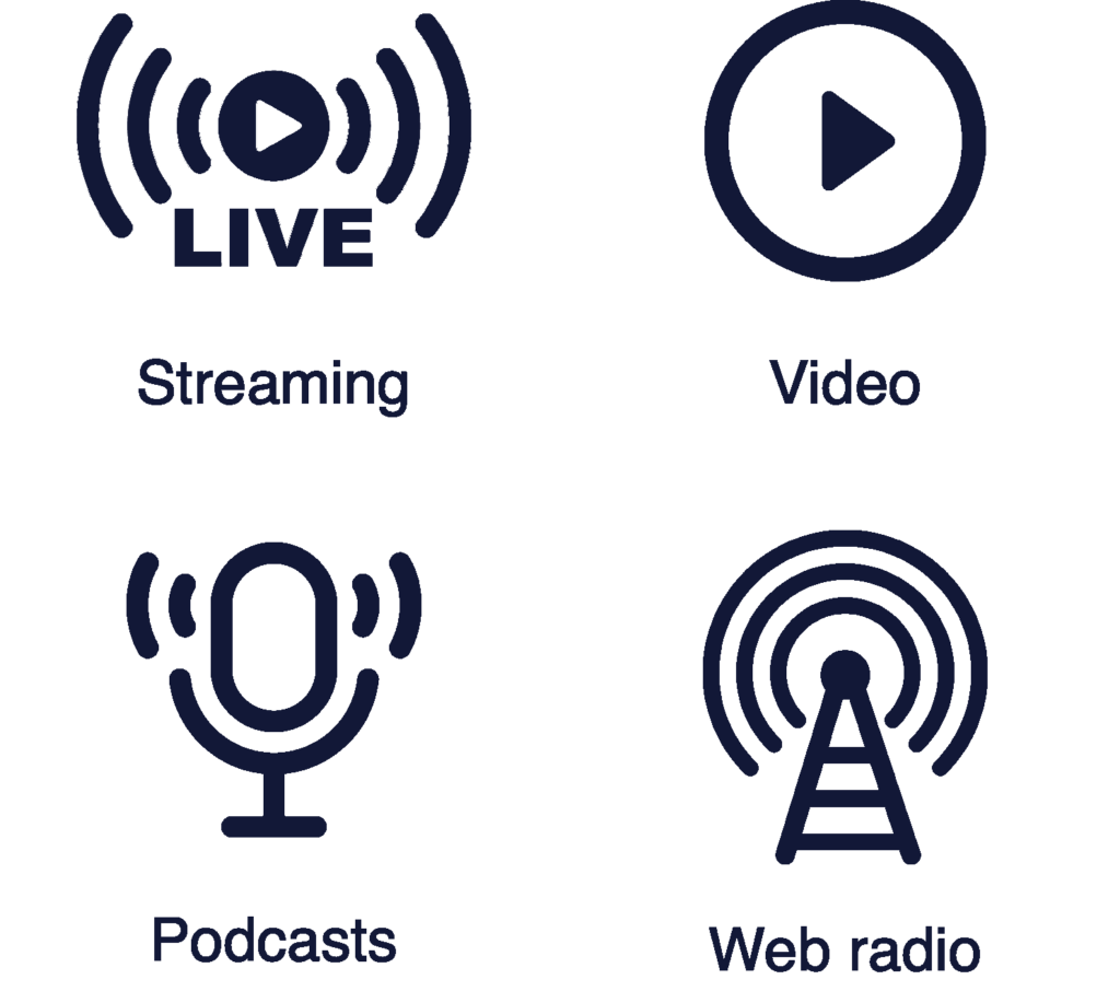 Iconen voor streaming, video, podcasts en webradio: alle contentsoorten waaraan u kunt verdienen