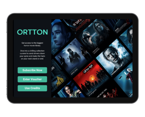 OTT app on a tablet with subscribe, voucher and credits options