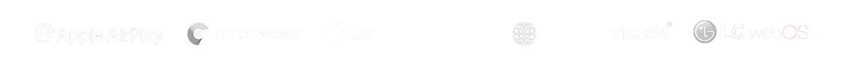 Ondersteunde OTT-platforms: Apple AirPlay, Chromecast, iOS, Android, Tizen en LG webOS