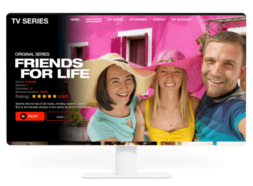 OTT-tv-app met de detailpagina van de serie Friends for Life