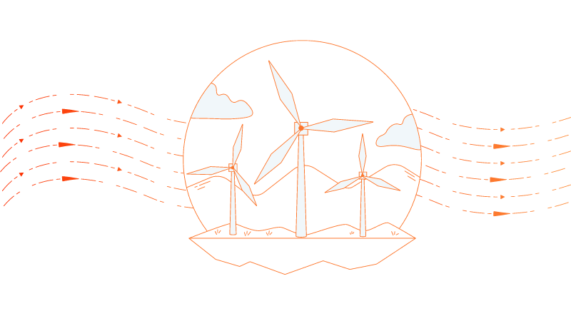Windturbines, ter illustratie van Jet-Stream Cloud op groene energie